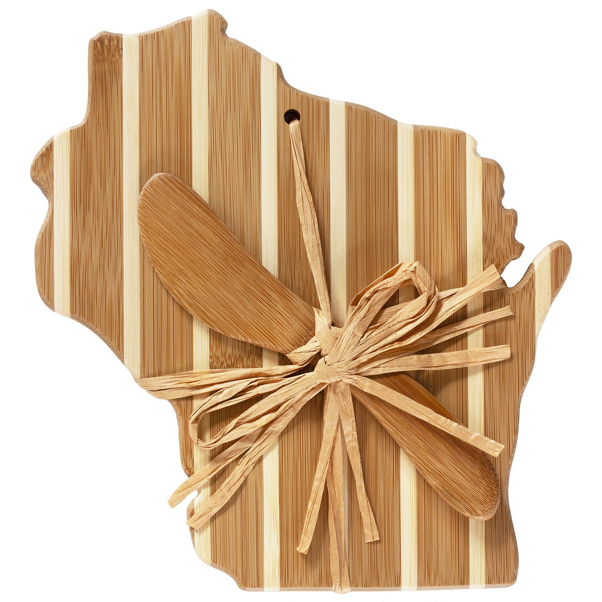 Totally Bamboo Wisconsin Charcuterie Board with Spreader Knife Gift Set, 9-5/8" x 8-7/8”