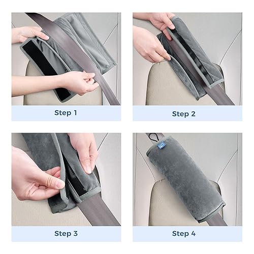 Miniatura 22 de COOLBEBE Correas de asiento de automóvil para bebés y niños, fundas de cinturón de seguridad súper suaves para todos los asientos de Negro