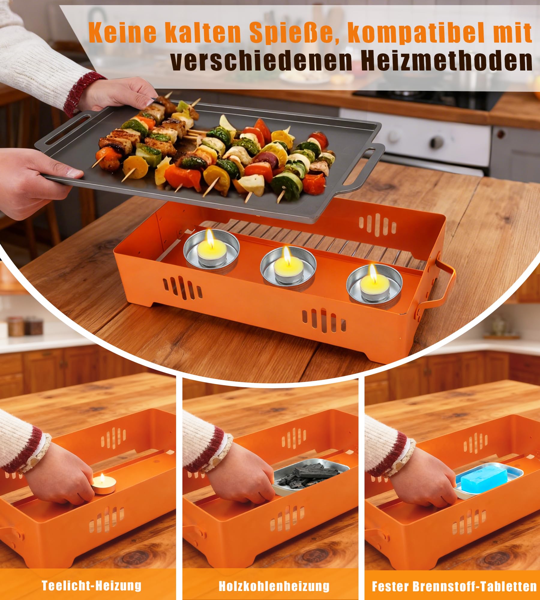 Piastra riscaldante per barbecue, per alimenti e griglie, in alluminio, antiaderente, calore uniforme, riscaldatore per alimenti, con candeline, accessorio per barbecue per esterni e giardino