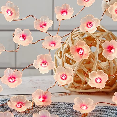 Miniatura 3 de Decoración de jardín - Luces solares para exteriores, flores de cerezo, decoración solar, luces de hadas de jardín, flores de Sakura, luces de