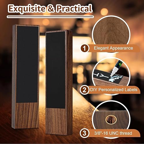 Miniatura 2 de 2 piezas de mango de pizarrón de cerveza de 38 pulgadas a 16 UNC  mango de barril de nuez, asas de barril de barril, asas de grifo con 3 piezas, kit