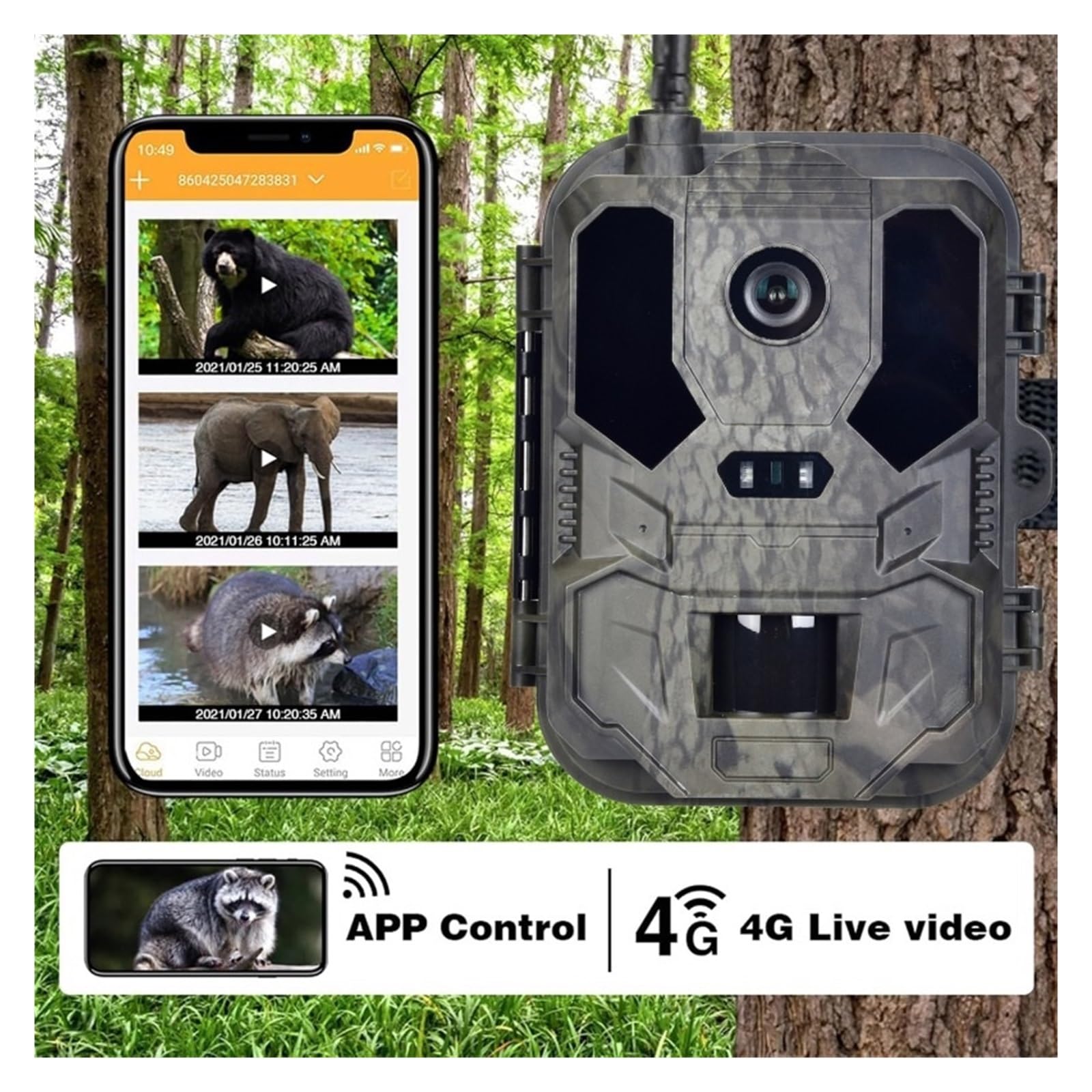 Outdoor 4K 50MP APP Del Telefono Della Fauna Selvatica Macchina Fotografica A Infrarossi 4G Integrato Impermeabile Di Visione Notturna IP66 Trappola Gioco Cam Registrazione Video Nitida