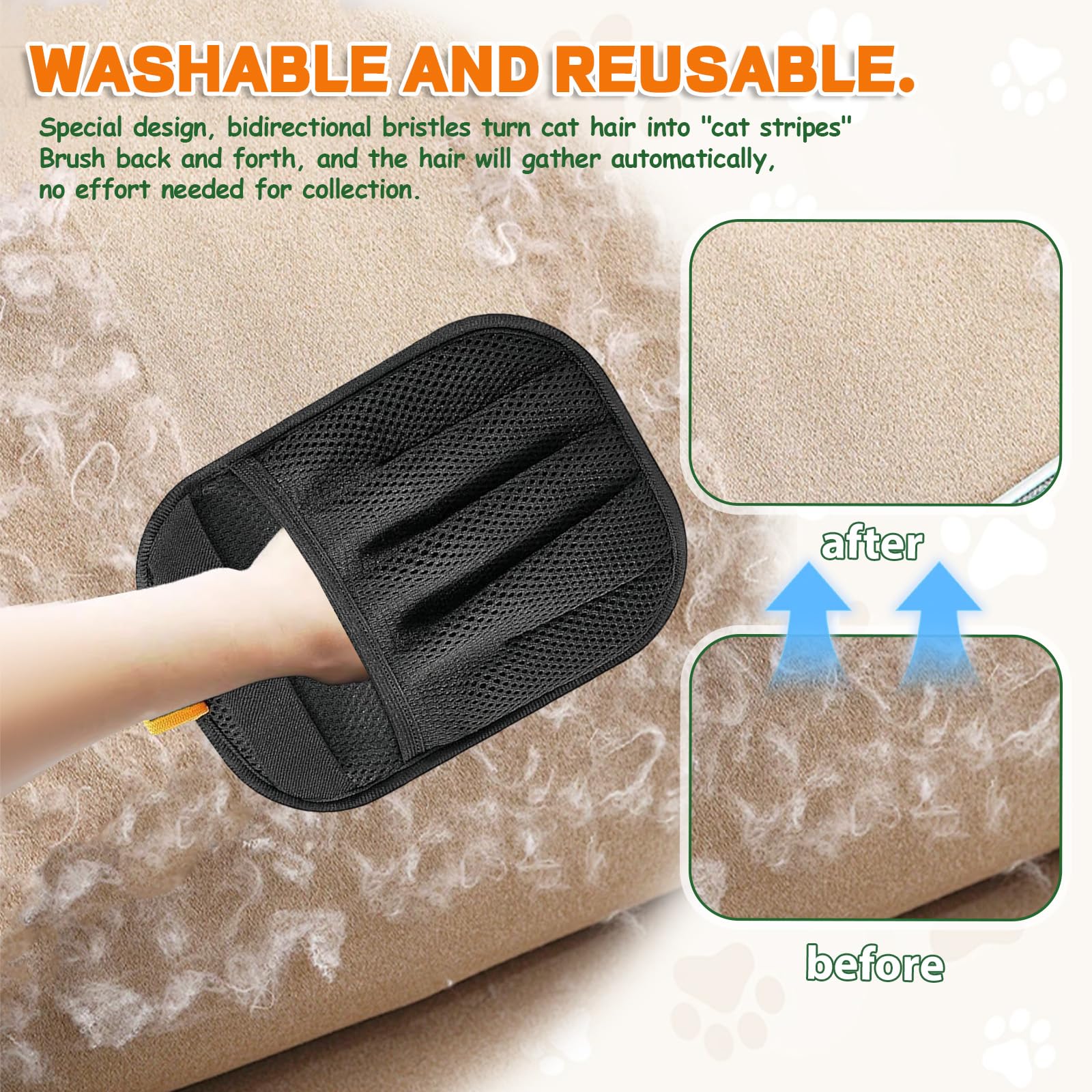 Lot de 2 gants d'épilation pour chiens et chats - Gant de toilettage double face avec adsorption électrostatique - Gant d'épilation lavable