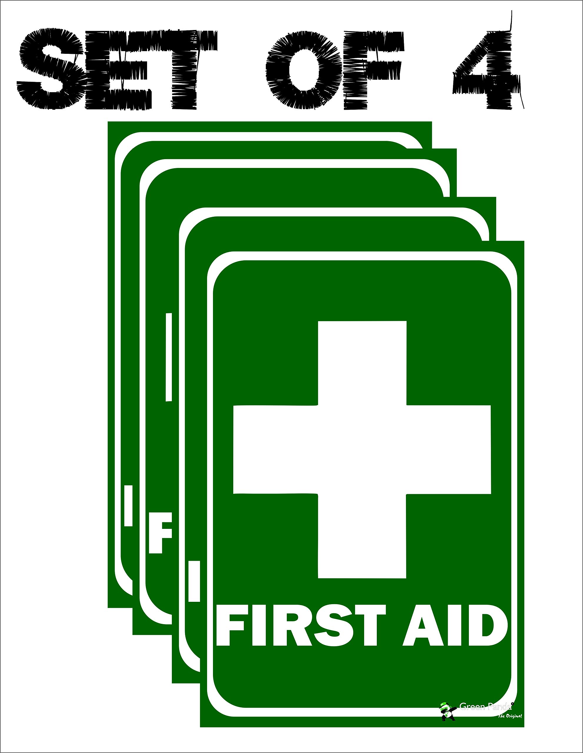 Green Panda®-Emergency Signs and Signals | First Aid Sign Sticker/Signage-6x9 Inch-Set of 4 (B07JDT6WB3) Amazon Price History, Amazon Price Tracker