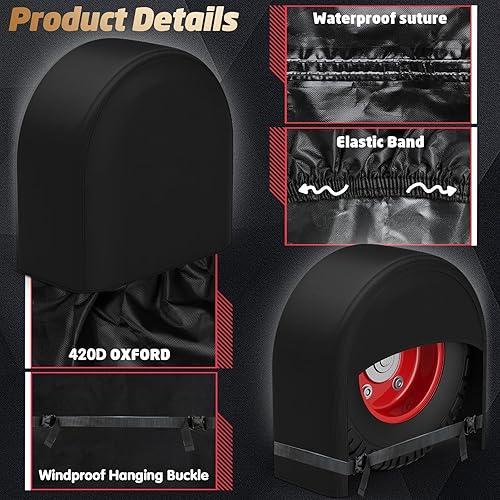 Vista 10 de K-Musculo Paquete de 4 fundas para neumáticos de autocaravana, impermeables, para ruedas de caravana, remolque, cámper, camión, SUV, se ajustan a