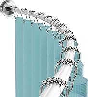 Zenna Home Curved Tension Shower Rod 50-72 Inch Satin Nickel, Rustproof No-Drill Adjustable, Adds 6.5" Extra Shower Space