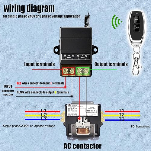 Miniatura 4 de VONVOFF Interruptor remoto inalámbrico, AC110V/120V/240V/30A Relé RF Interruptores de luz de control remoto con 328 pies de largo alcance, kit de