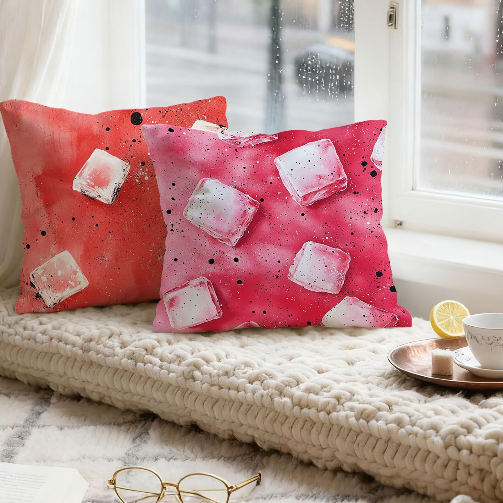 Rosa Funda Cojin 60x60 Negro Funda Almohada 60x60 Cojines Sofa Súper Suave Fundas Cojines Decorativos Fundas Almohadas 4 Piezas Almohada Cervicales y Cuello, para Hogar Cama Salon Decoracion E - 757