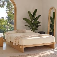 XIAO WEI King Wood Platform Bed Frame, Tool-Free Japanese Joinery, Natural