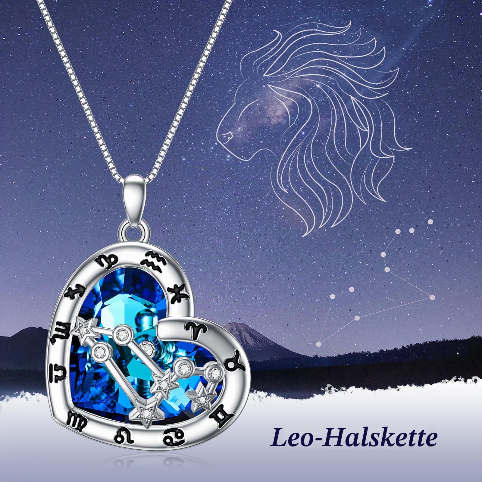 Damen 12 Sternzeichen Kristall Halskette 925er Sterling Silber Horoskop Geburtsstein Anhänger Kette Sternbilder Astrologie Schmuck Geschenke für Frauen Mädchen