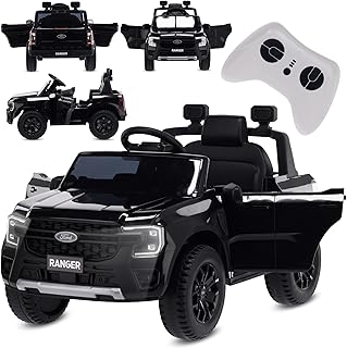 Voiture électrique Ford pour Enfants de 3 à 6 Ans, Puissance Moteur 30W, télécommande, Suspension, phares, Lecteur MP3 (Noir)