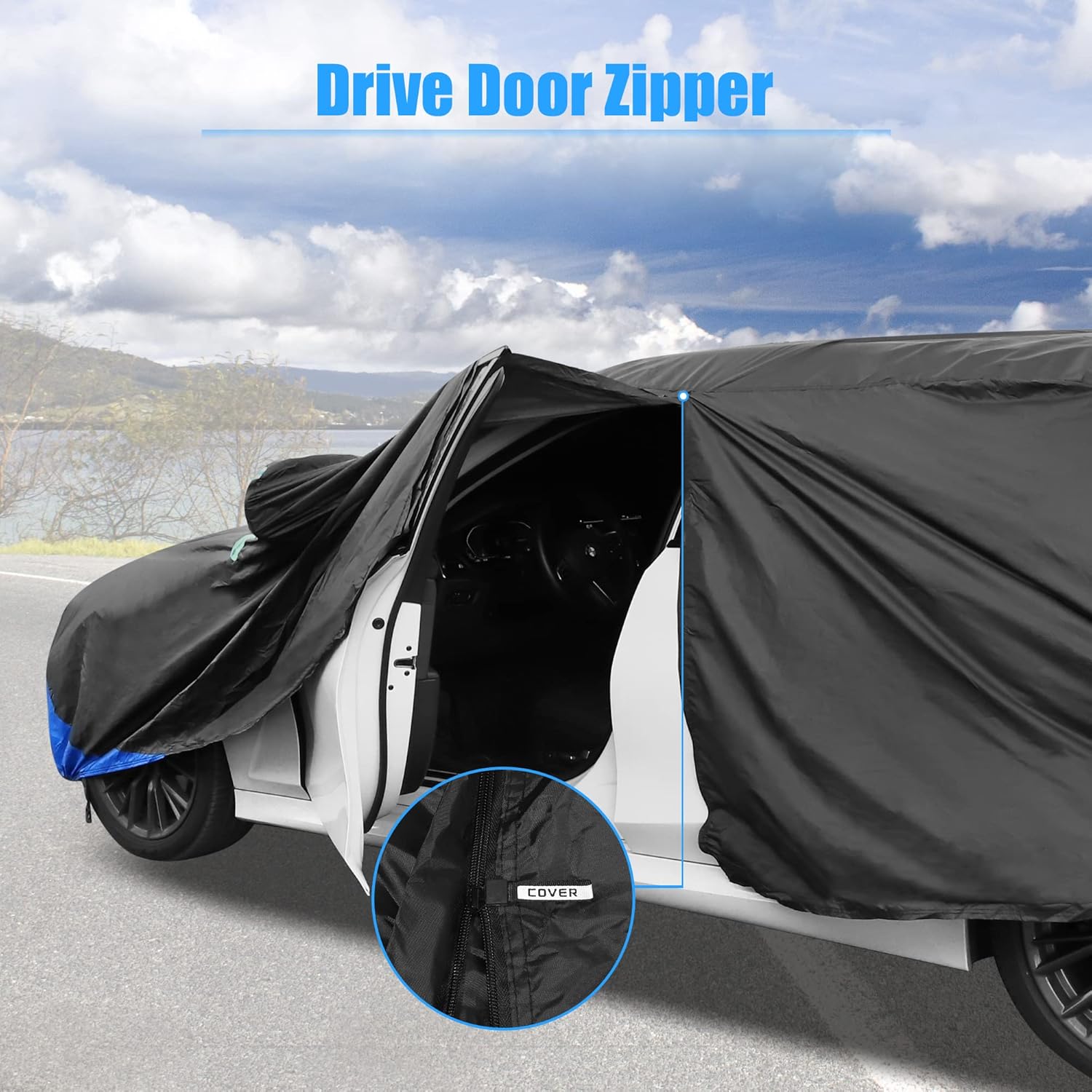 X AUTOHAUX 3XXL Car Cover Waterproof Snowproof All Weather for Car Outdoor Full Car Cover Rain Sun Protection Universal Fit for Sedan 194"-208"
