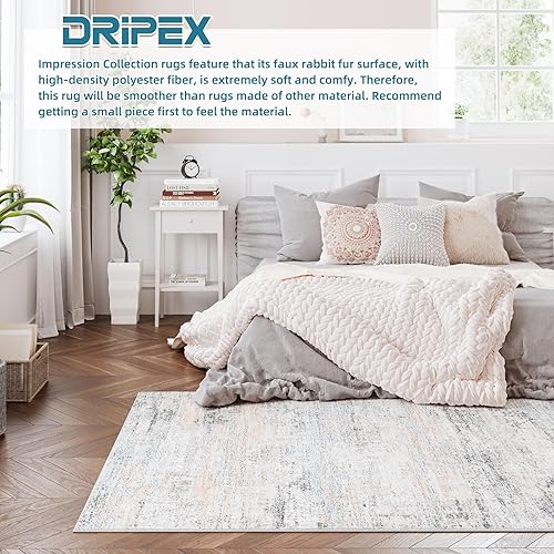 Miniatura 25 de Dripex Alfombra de piel sintética de conejo de 5 x 7 pies, alfombras esponjosas para sala de estar, alfombras lavables a máquina para dormitorio