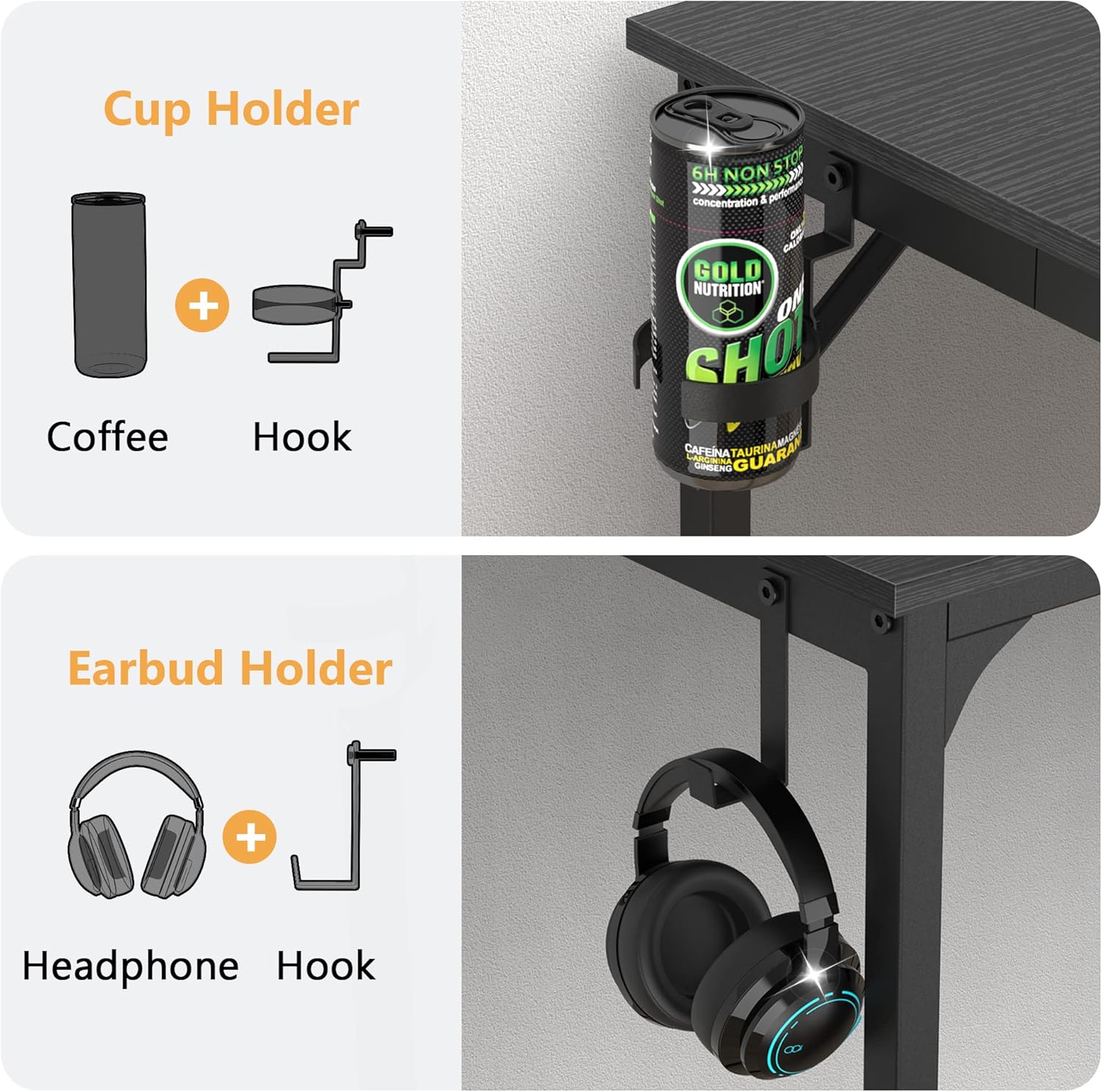 Mr IRONSTONE Computer Desk 31" Small Home Office Desk, Writing Desk, Study Table with Storage Bag, Cup Holder and Headphone Hook (Stylish Black) : Home & Kitchen