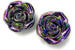 Hypoallergenic Holographic Rose 3D Stud Flower Earrings on Plastic Posts