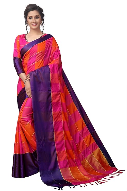Womens Tassar Silk Saree With Blouse Piece (Sa9naSatinVariation)