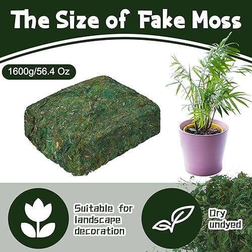 Miniatura 2 de Zeyune Musgo artificial de 56.4 onzas para macetas, decoración de musgo falso para plantas en maceta, centros de mesa, musgo verde fresco para