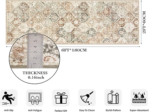 Vista 219 de Lahome - Alfombra de marroquí tejida, alfombra para cocina, pasillo, antideslizante, pasillo para entrada, pasillo de lavadero, dormitorio, 274 x