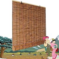 Vista 31 de Persianas de bambú enrollables para exteriores, persianas retro con elevador, para privacidad en interiores y exteriores, 59 x 63 pulgadas