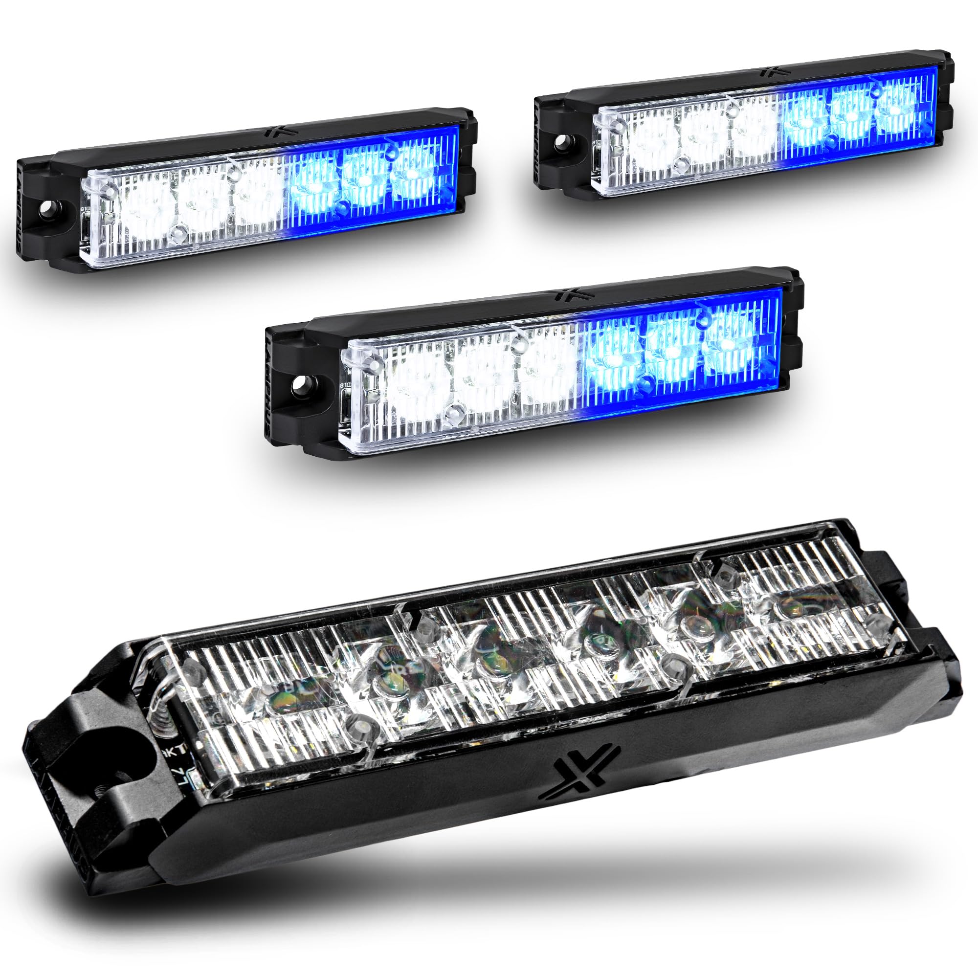 LAMPHUS NanoFlare 4pc 6W Blue White LED Police Grill Strobe Warning Lights