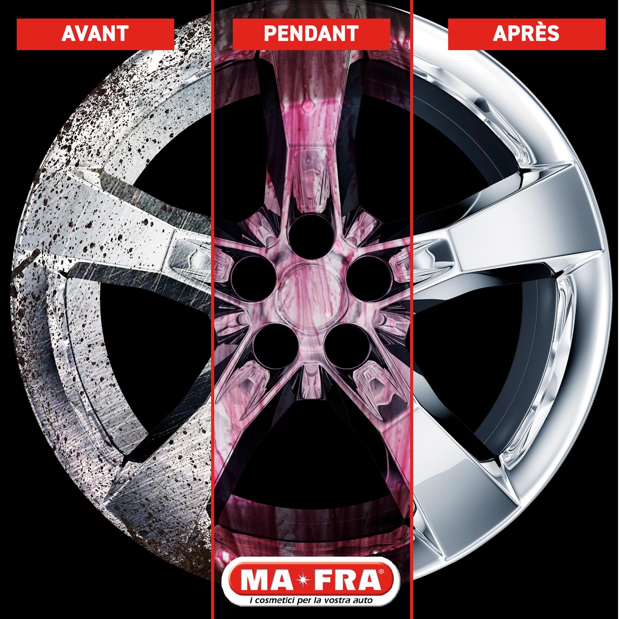 Mafra H0956, Kit de Jantes Regénera, Traitement Complet de Nettoyage et de décontamination, composé de Spray Cleaner 500ml + Brosse spéciale