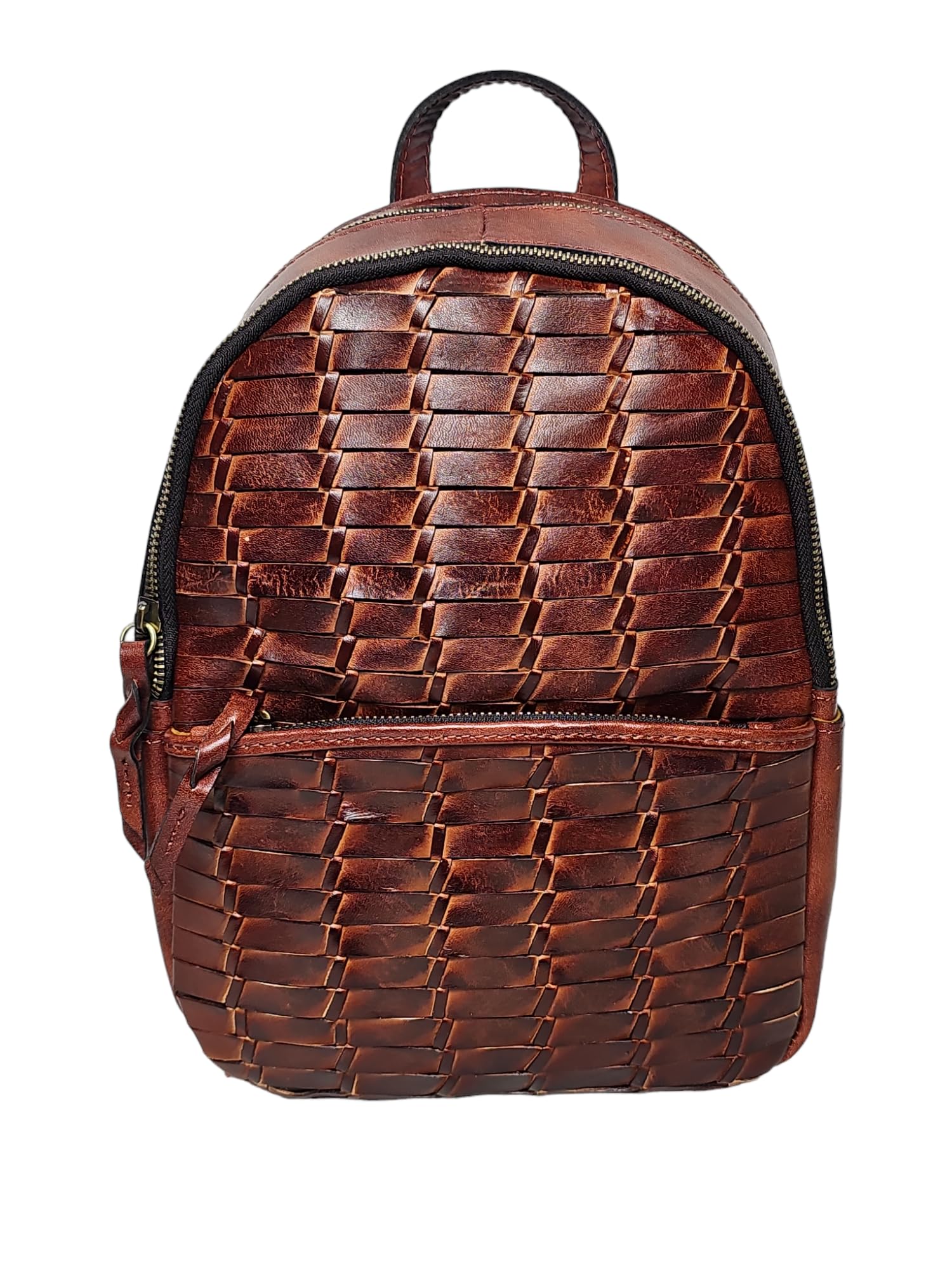 New Patricia Nash Woven Leather Backpack - Reddish Brown Patricia Nash Cheri Woven Leather Satchel Handbag | HSN main image 3