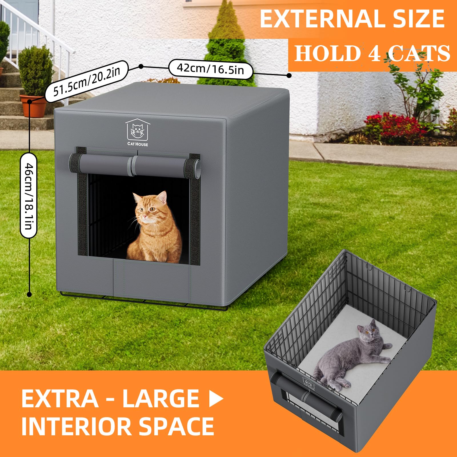 Heated Cat House For Outside In Winter, Elevated Waterproof