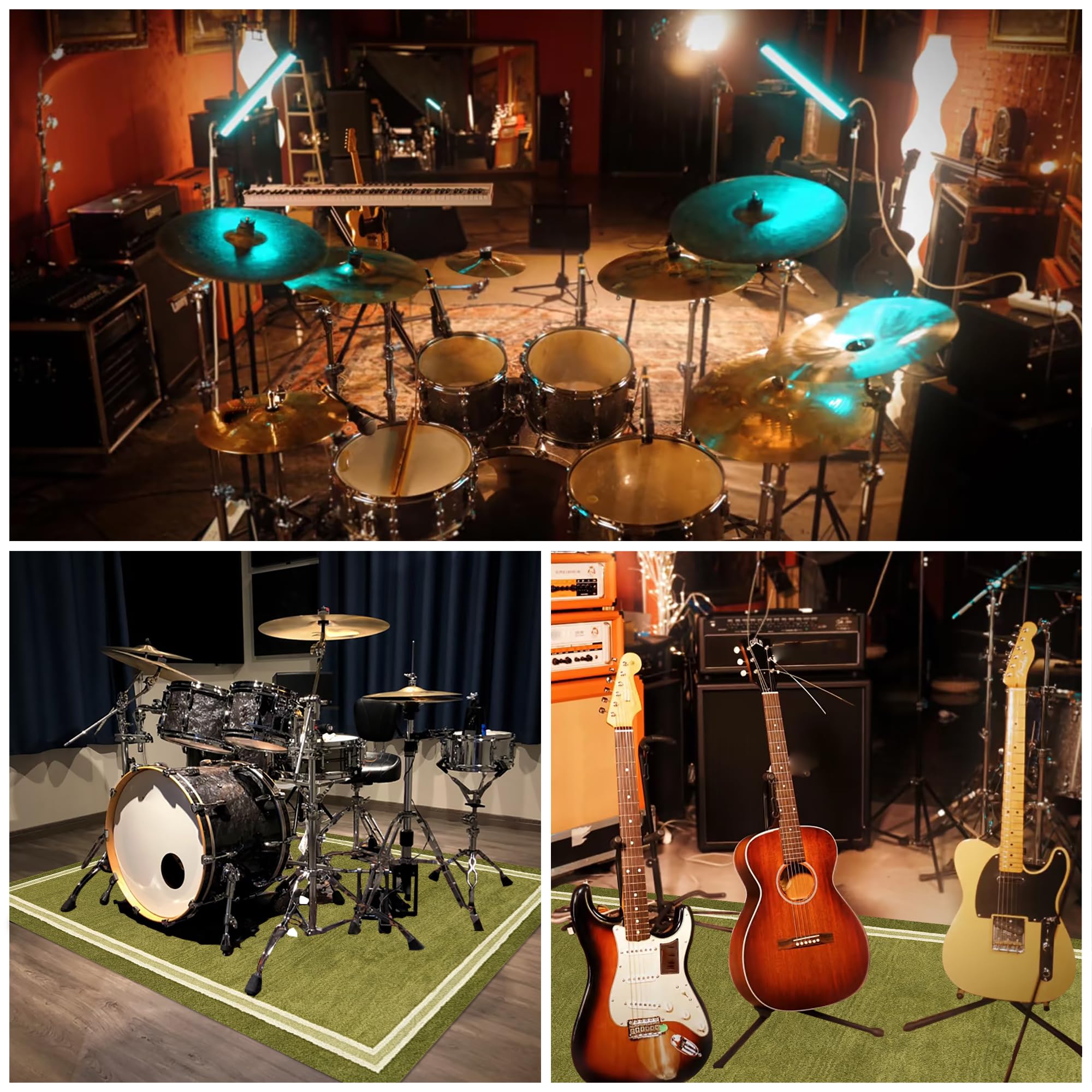Tappetino per Batteria Antiscivolo Tappeto a Tamburo 300 x 200 cm | Insonorizzato, Tappeto per Percussioni, Tappeti per Batterie Elettroniche Rullante Acustica Snare Drum Grancassa Strumenti