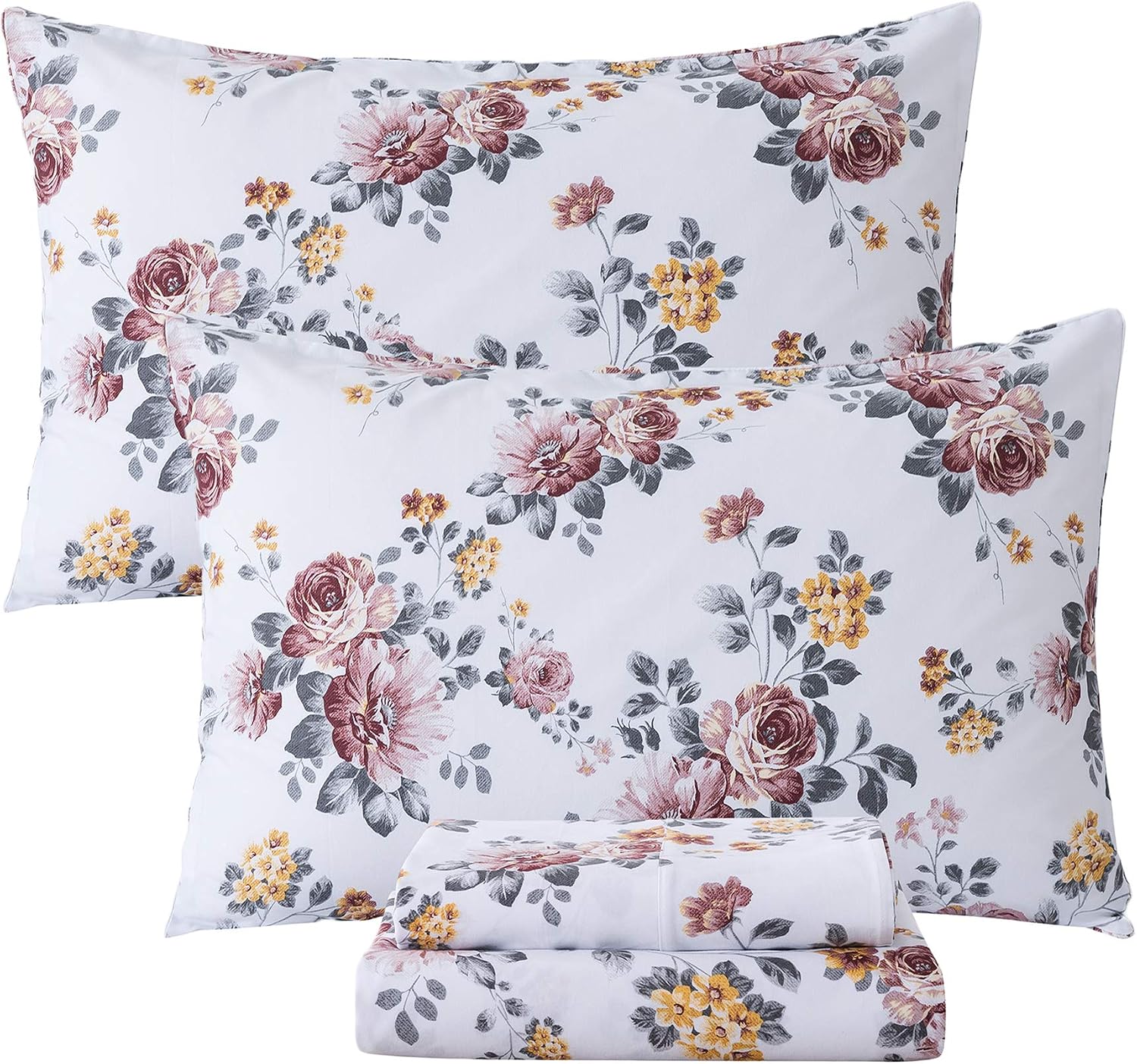 Hottest Sales FADFAY 100% Brushed Cotton Sheets Set King Shabby White Floral Bedding Elegant Peony Flower Farmhouse Bedding Set Super Soft Hypoallergenic Deep Pocket Fitted Sheet 4-Pieces, King Size 40% Off Discount FADFAY 100% Brushed Cotton Sheets Set King Shabby White Floral Bedding Elegant Peony Flower Farmhouse Bedding Set Super Soft Hypoallergenic Deep Pocket Fitted Sheet 4-Pieces, King Size