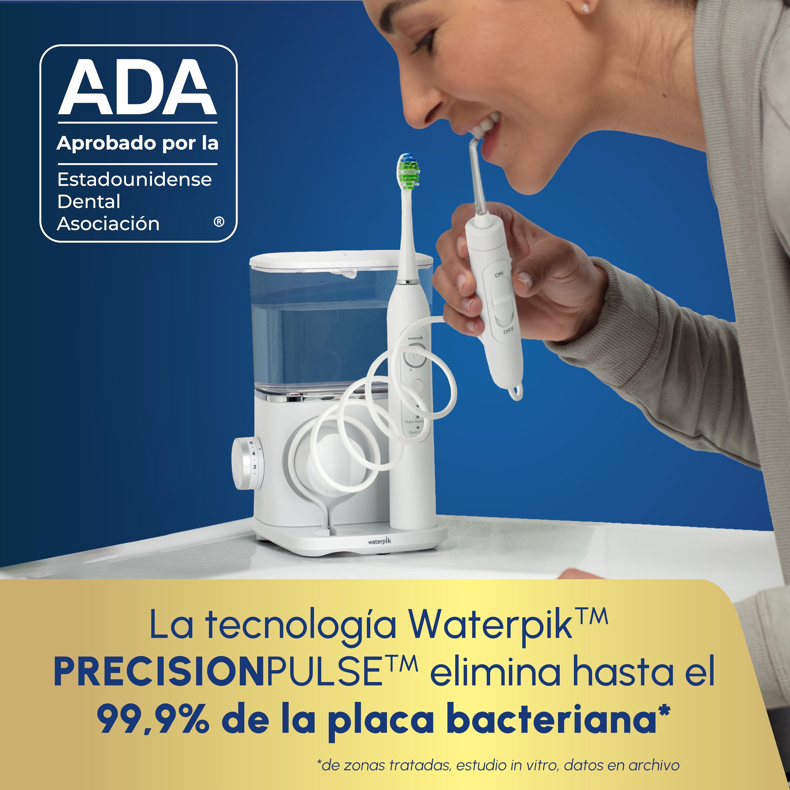 Waterpik Sensonic Complete Care - Juego de hilo dental y cepillo de dientes eléctrico recargable, CC-04, color blanco