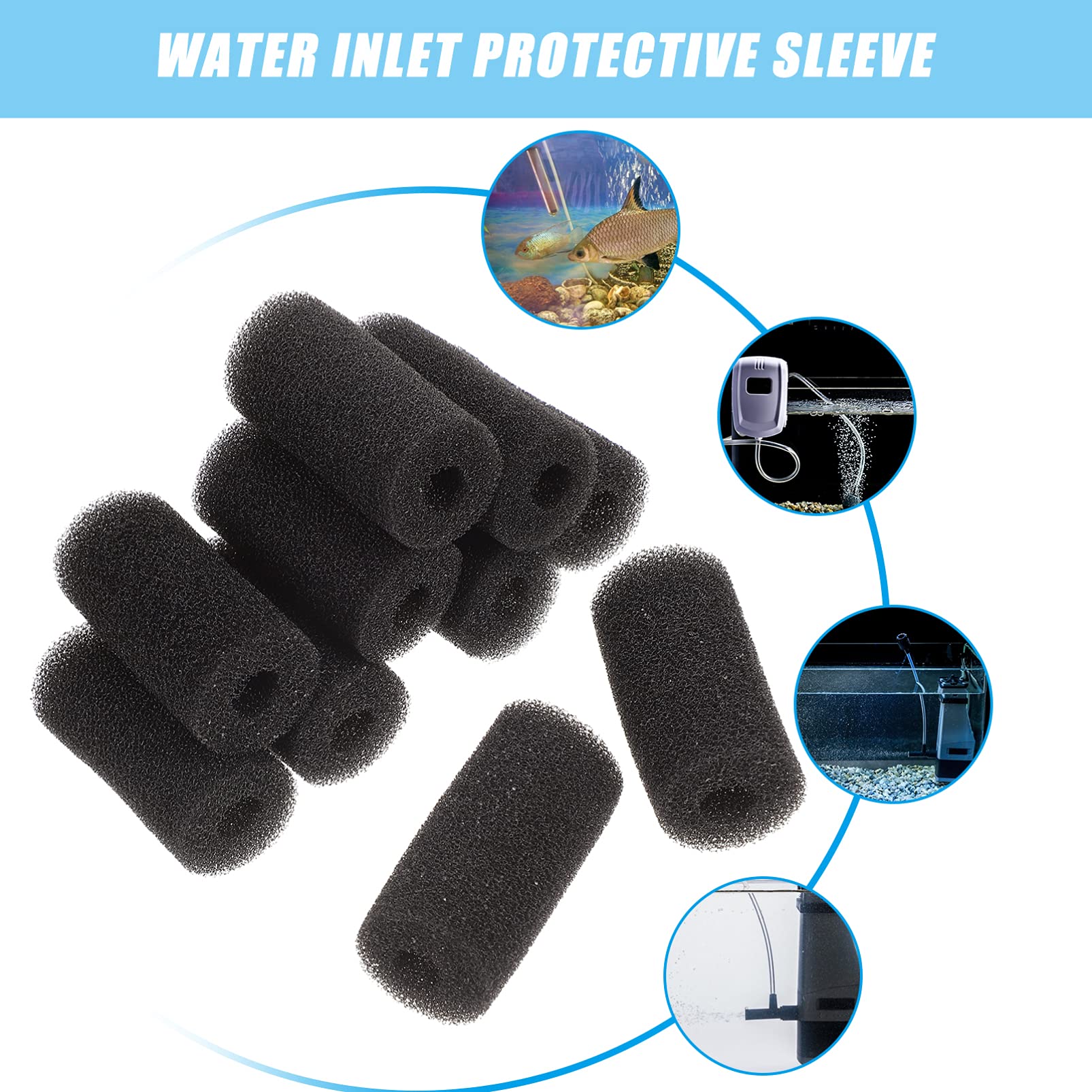 DOITOOL 10pièces Éponge Filtrante pour Aquarium Lot de Mousse pour Entrée De Filtre Évite Aspiration des Jeunes Poissons Et Crevettes Améliore La Filtration Les Aquariums Et Bassins