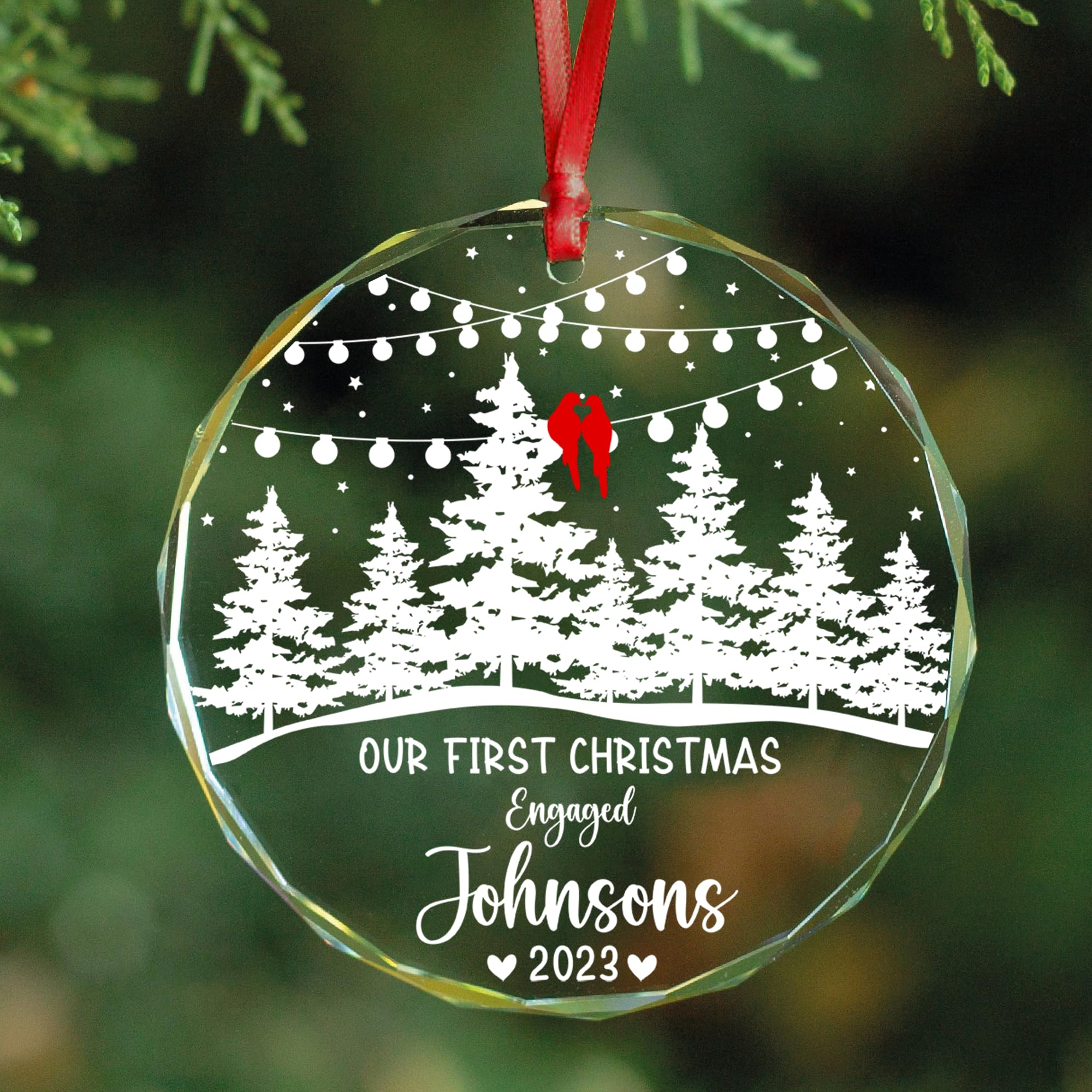 Personalized Our First Christmas As Mr &amp; Mrs Crystal Ornament - Custom Wedding Keepsake, Newly Engaged Ornaments, Bridal Shower Gift, Gift for Her/Him