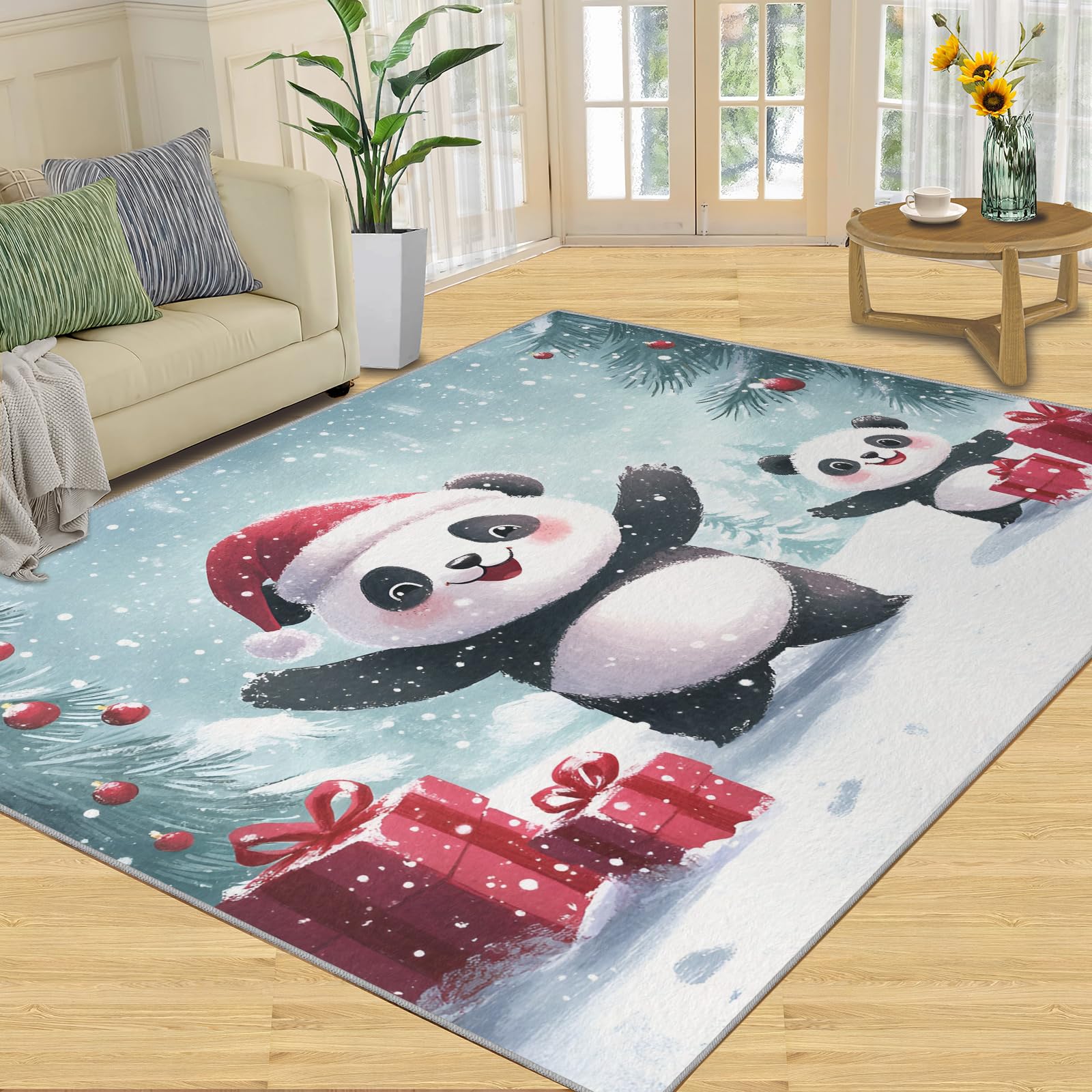 Tapis panda pour chambre à coucher et salon cosy
