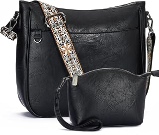 2PCS/Set Crossbody Bags for Women,Vegan Leather Hobo Purses | 2 Adjustable Guitar Strap,Large Capacity,Multi Pockets,Crossbody Purse And Small Bags Set For For Travel Work Daily