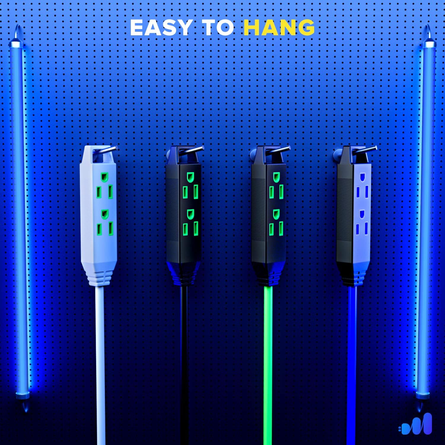 Extension Cord 50 ft, Extension Cord with Multiple Outlets, 16 Gauge (White) ETL Listed