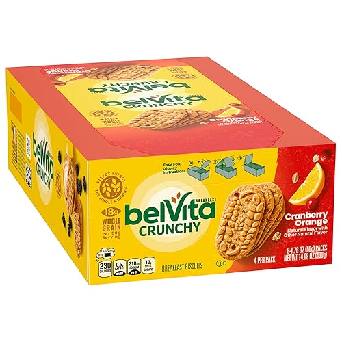 Miniatura 14 de belVita Galletas de barras de desayuno, naranja arándano, 8 paquetes (4 galletas por paquete)