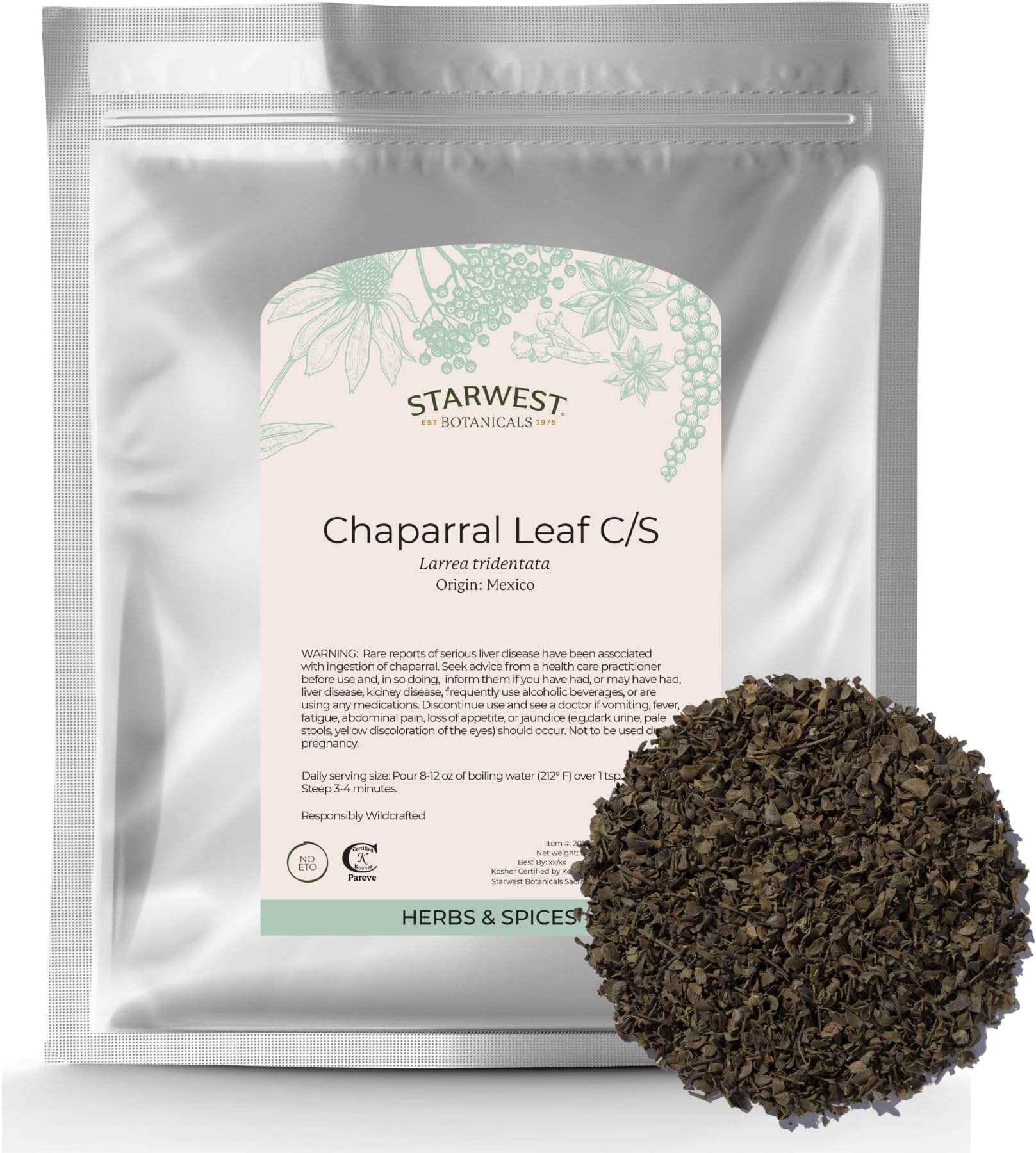 Starwest Botanicals Chaparral Leaf C/S Wildcrafted, 1 Pound