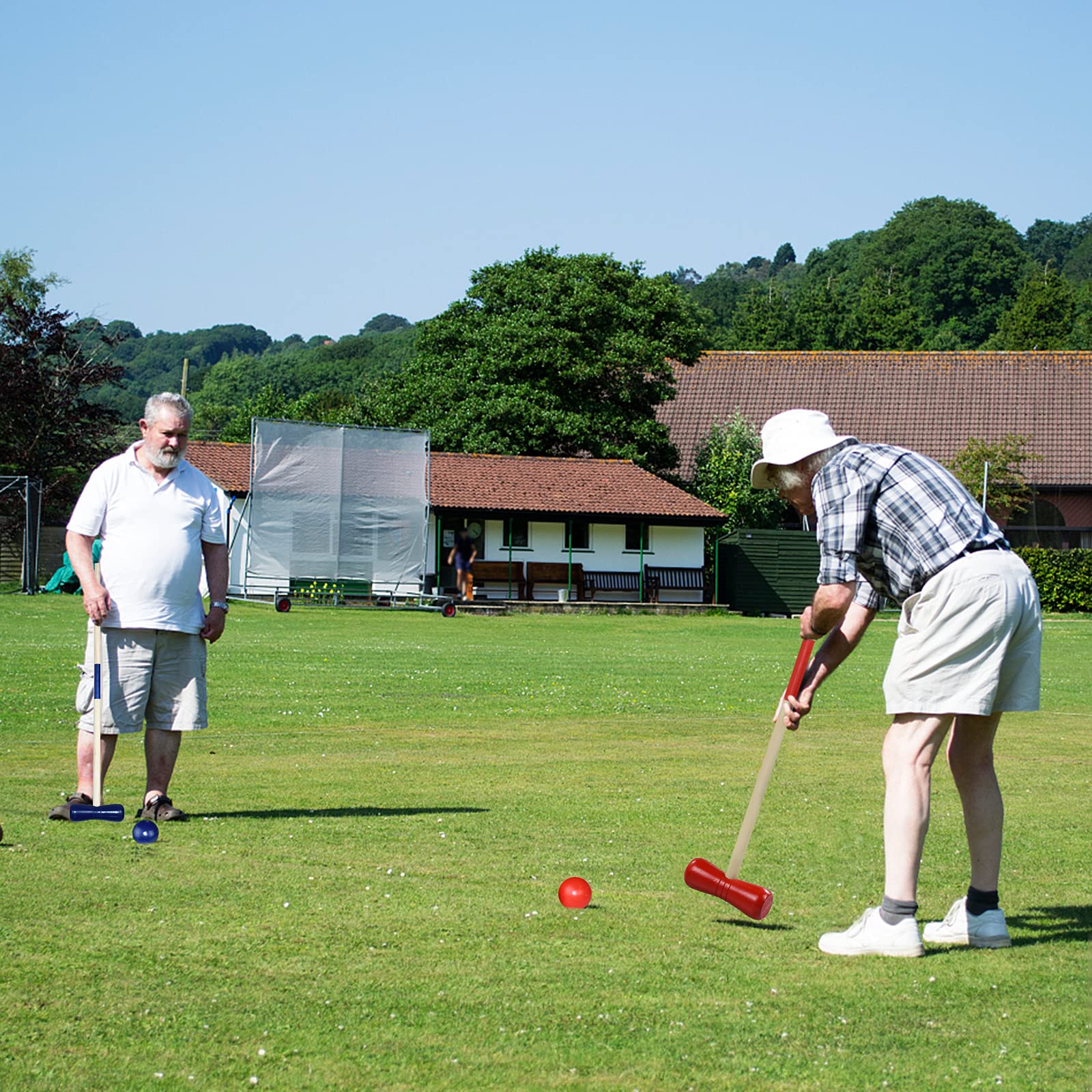 Kit de croquet en bois pour 4 joueurs, jeu de plein air