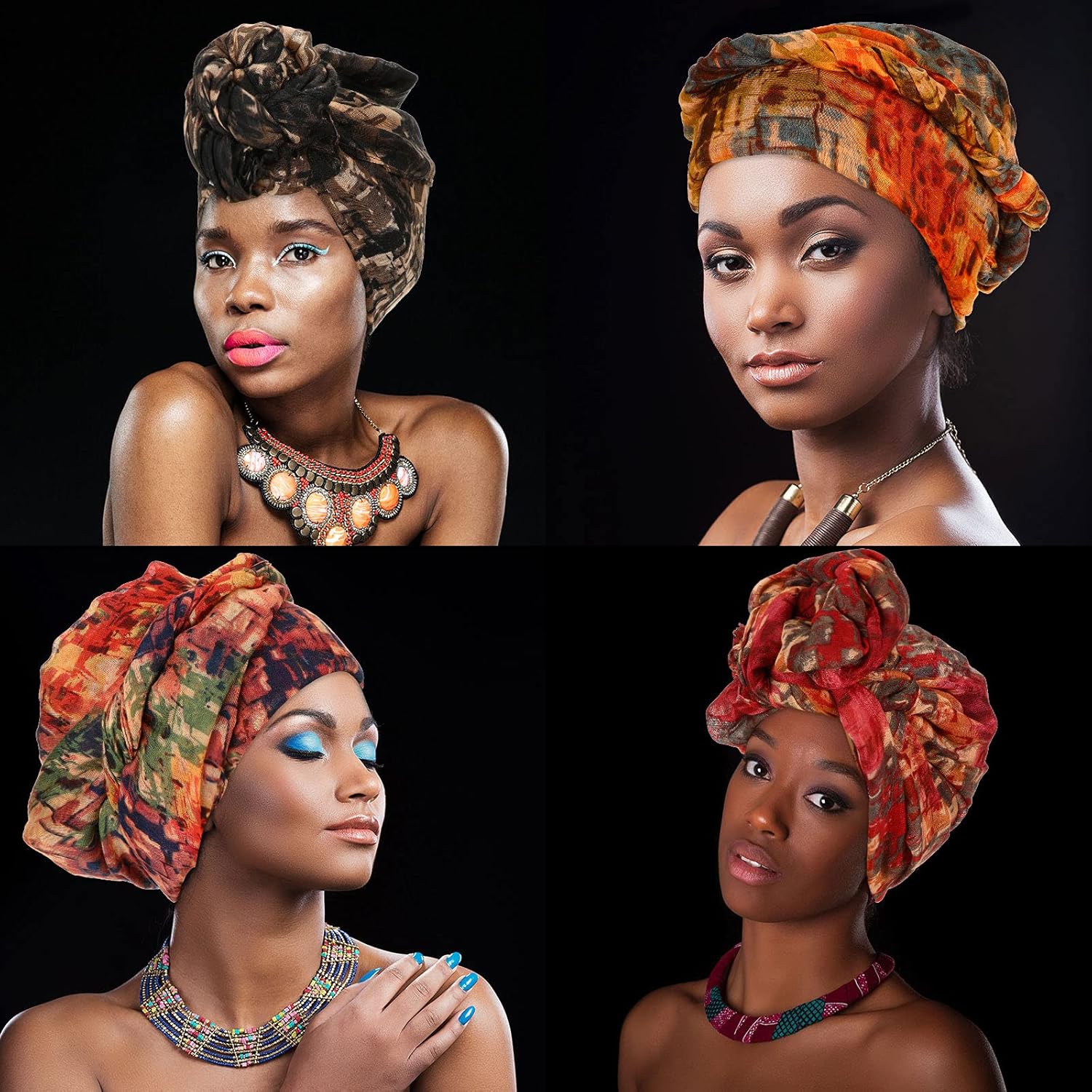 Geyoga 12 Pieces Head Wraps for Turbans African Black Women Bulk Soft Hair Headband Scarf - Image 6