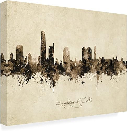 Miniatura 2 de Trademark Fine Art 'Santiago de Chile Skyline Vintage' Canvas Art by Michael Tompsett