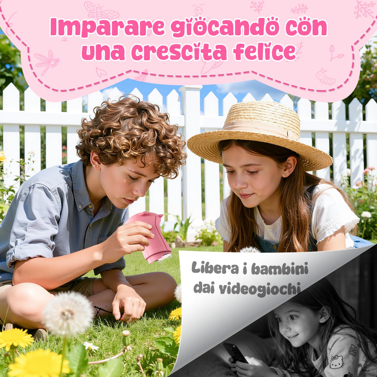 2 in 1 Microscopio Digitale e Telescopio per Bambini, 1000x Zoom, Schermo da 2,4 Pollici, Schermo HD da 2 MP, 8 Luci LED - Un Regalo Perfetto per Bambini Dai 6 ai 12 Anni