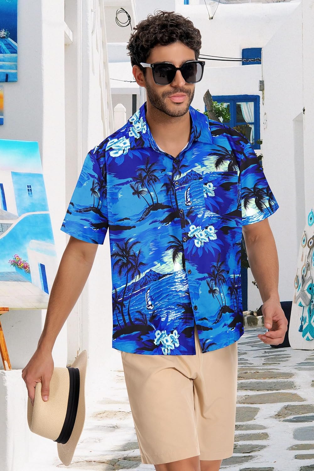 Mens Hawaiian Shirt Short Sleeve Summer Beach Casual Tops Button Down T Shirts with Pocket - Image 8