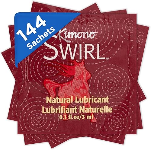 Lubricante natural a base de agua Kimono Swirl I con aloe orgánico y botánicos naturales I Made in USA I Paquetes de 0.1 fl oz (bolsa de 144
