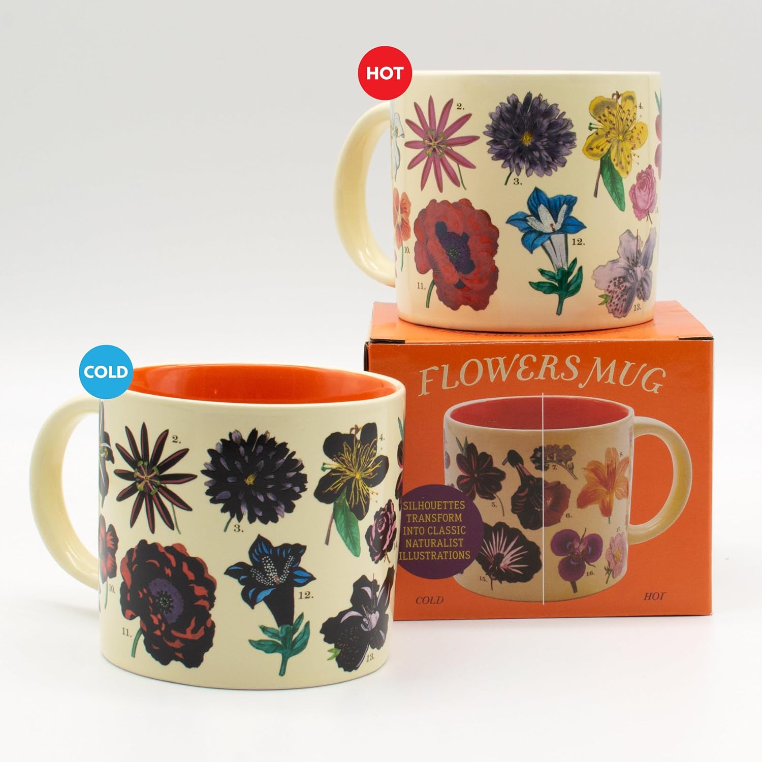 The Unemployed Philosophers Guild Color Changing Heat Transforming Flowers Mug - Add Coffee to Reveal 18 Floral Species, Comes in a Fun Box, 14 oz - Image 2