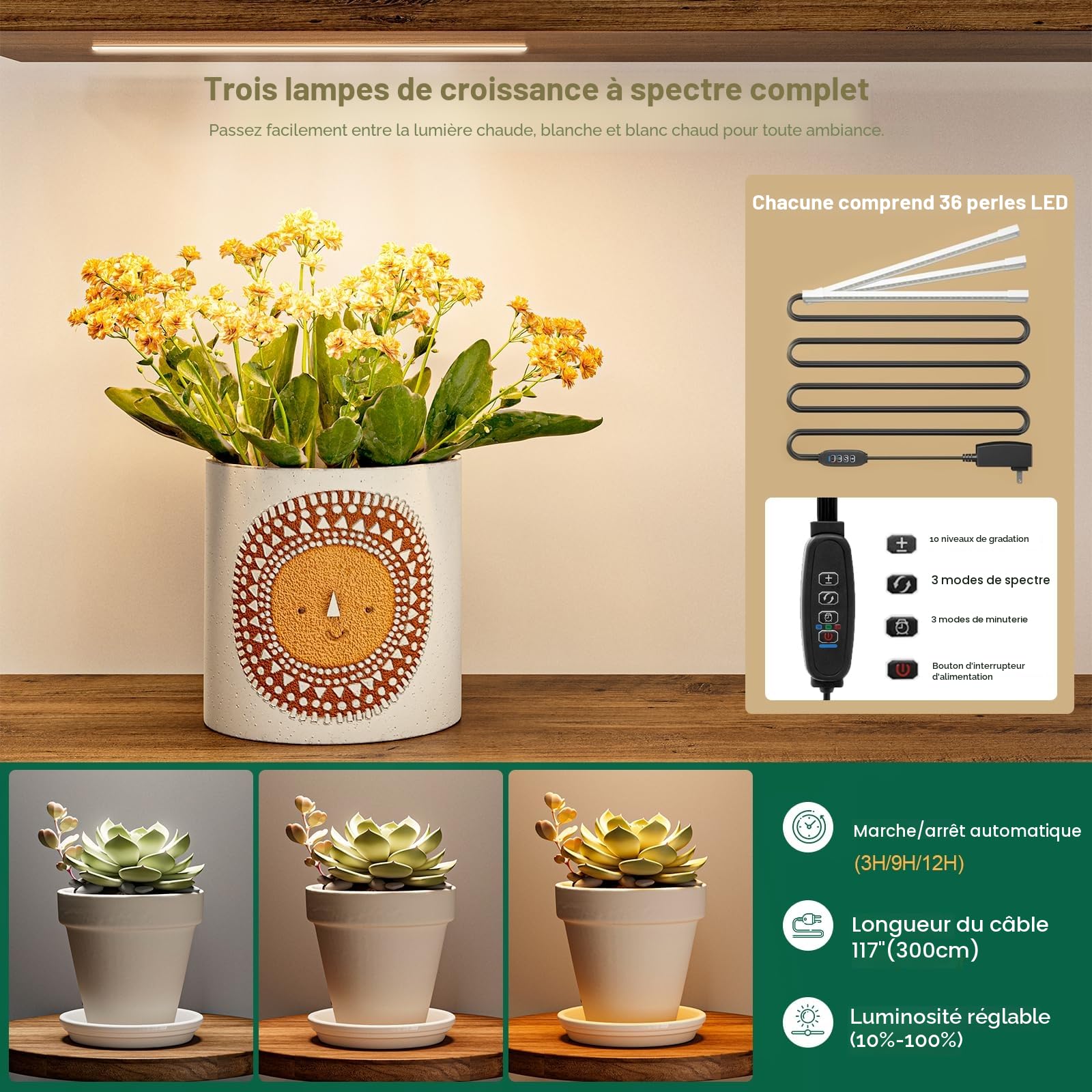 Étagère Plantes d’Intérieur à 11 Niveaux avec Lampes LED, Support Plantes en Métal 160 cm, Gain de Place pour 15–18 Pots, Coin Salon, Chambre, Balcon – Marron