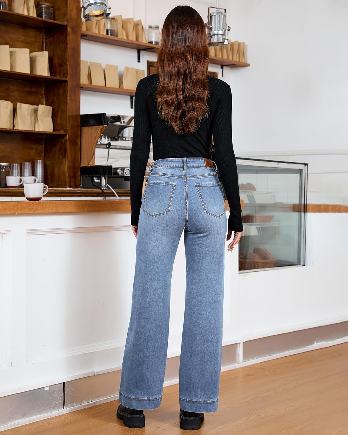 luvamia Wide Leg Jeans for Women Trendy High Waisted Double Side Seams Stretchy Denim Pants Trouser Jeans with Pockets - Image 3