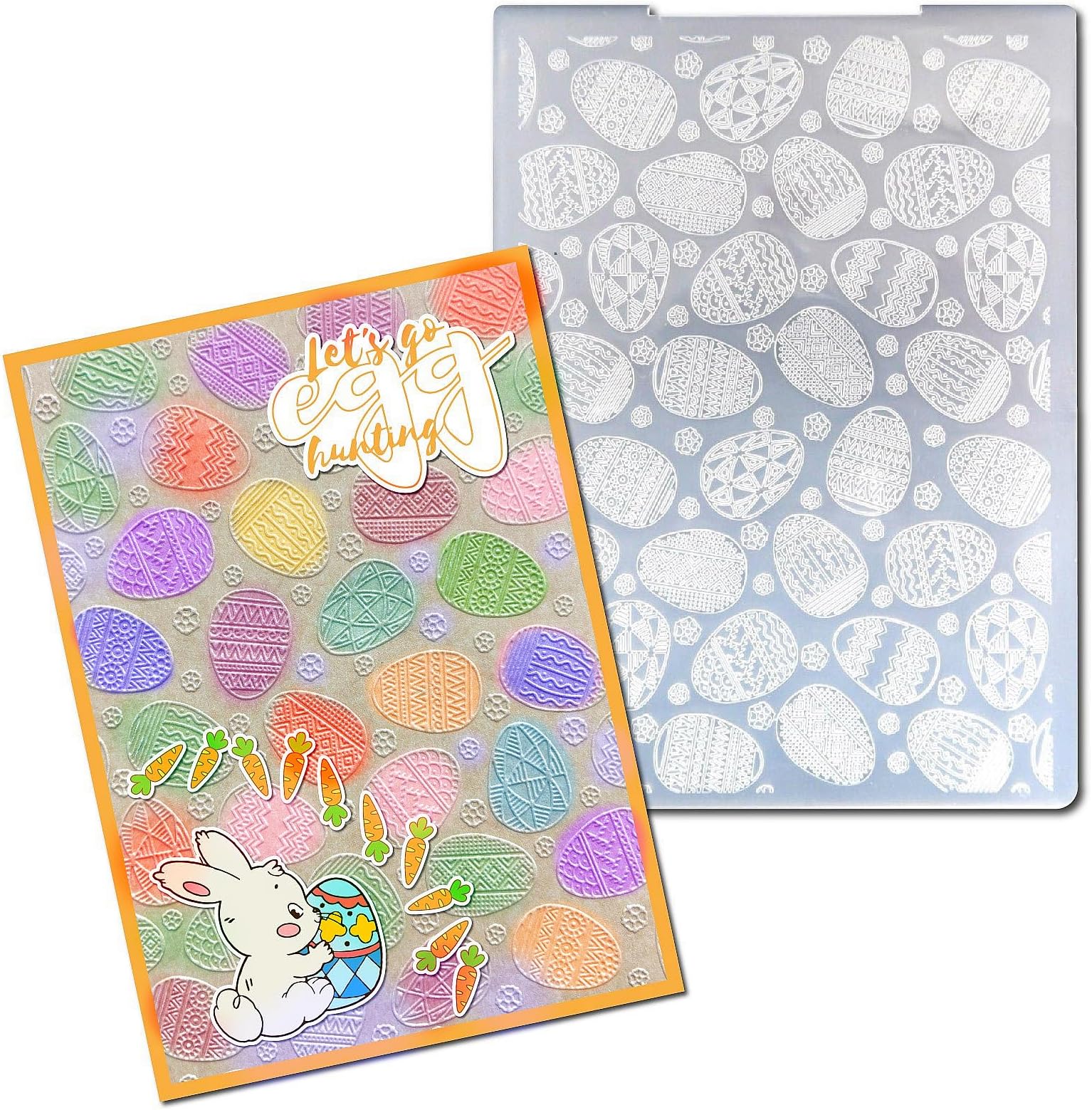 Arbuya Easter Eggs Background Plastic Embossing Folders for Card Making Spring Eggs Embossing Folder for Scrapbooking Pages Paper Crafting Clay Decoration