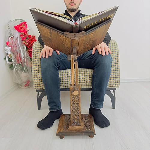 Miniatura 7 de Soporte ajustable de madera tallada  Corán, soporte para la Biblia  Diccionario, soporte para libro de cocina