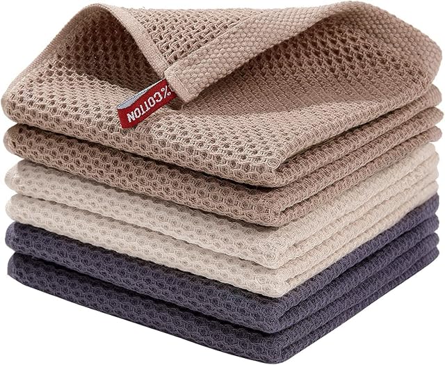 Moosfor Ścierki do naczyń, 100% bawełna, zestaw 6 sztuk, 30 x 30 cm, miękkie ręczniki do naczyń, chłonne ręczniki kuchenne, grube ściereczki do naczyń, ściereczki do mycia naczyń, do