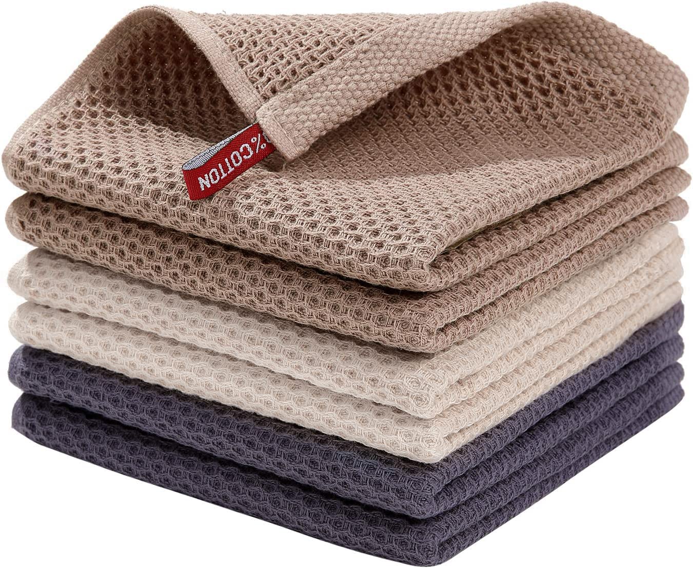Moosfor 100% Cotton Kitchen Cleaning Cloths, Highly Absorbent Soft Dish Cloths, Quick Drying Kitchen Accessories for Washing Up, Pack of 6, 30 x 30 cm, Mixed Color — image 1
